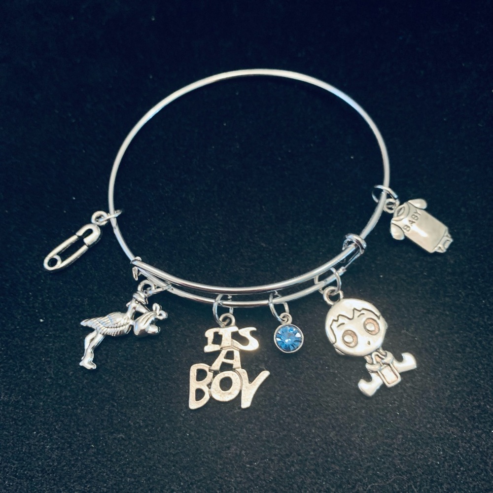 “It’s A Boy” Baby Boy/new Mommy themed bangle bracelet